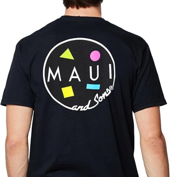 Maui & Sons Men's T-Shirt, Classic Cookie Logo Design - Crewneck Short Sleeve T - Picture 1 of 2